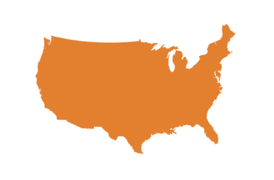 An orange outline of the United Sates with "21,000" written in the center